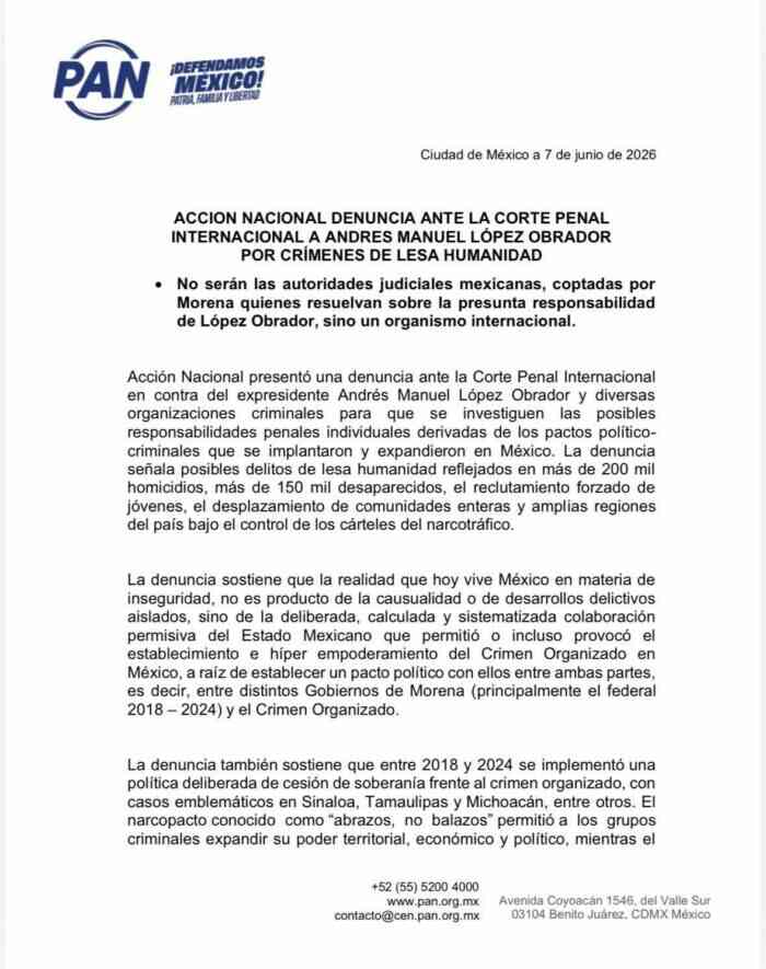 Comunicado PAN