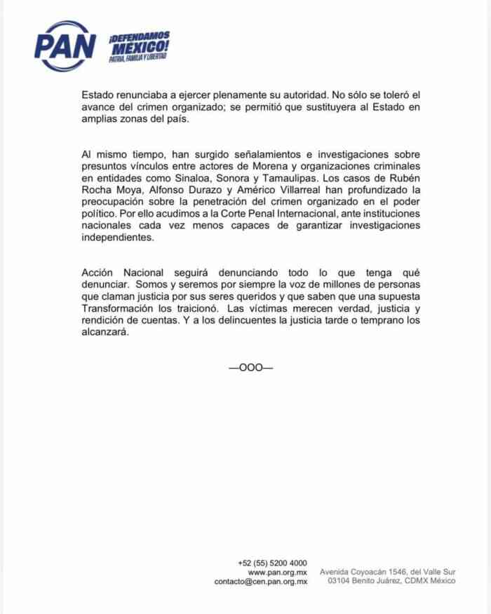Comunicado PAN