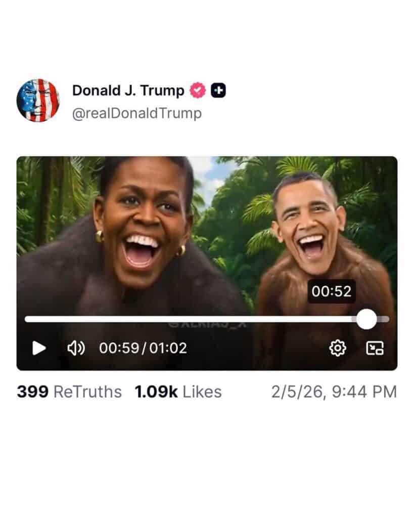Video de Trump muestra a Barack y Michelle Obama como simios