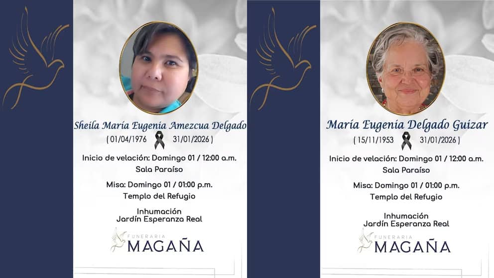 Obituario de la tía y prima de Mario Delgado, víctimas de asesinato en Colima